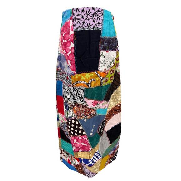 Vintage 60s 70s Crazy Quilt Coat & Skirt Set Folk Art Groovy Retro Hippie Medium - Picture 9 of 16